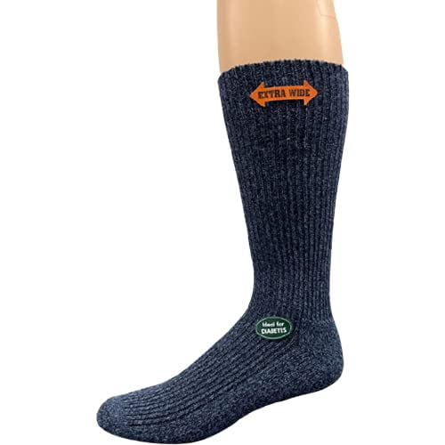 Sierra Socks Wool Diabetic Men 1 Pair Socks (Navy, Large)