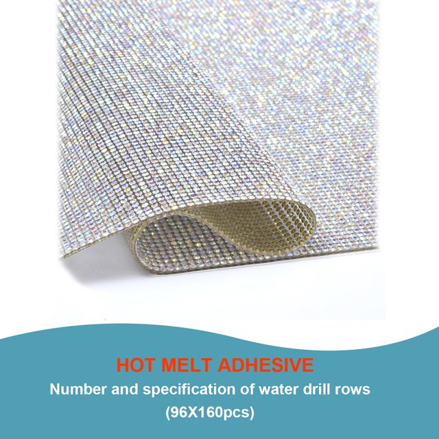 Baohd Crystal Rhinestone Ribbon Glass Drill Mesh Glitter Clothing Accessories Shiny Sticker Present Decoration DIY Decorating Prop white ABcolor 8 hot melt glue