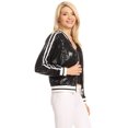 thumbnail image 4 of Veste Bomber à Paillettes à Rayures pour Femmes à Manches Longues avec Fermeture Éclair Frontale, 4 of 5