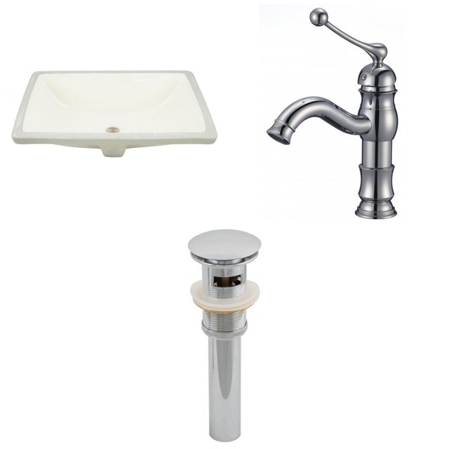 American Imaginations 20.75-in. W Rectangle Bathroom Undermount Sink Set In Biscuit - Chrome Hardware - Overflow Drain Incl. AI-27023