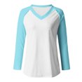 thumbnail image 4 of FAIWAD Women’s Color Block Tunic Top Long Sleeve Patchwork V Neck Plus Size Pullover Top, 4 of 4