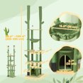 thumbnail image 3 of PawHut 89"-100" Floor to Ceiling Cat Tree w/ Scratching Posts, Green, 3 of 10
