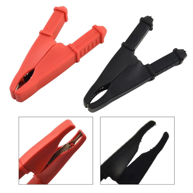 2 Pack 50A Clip Crocodile Isolé Rouge Noir 75mm pour Test de Batterie de Voiture