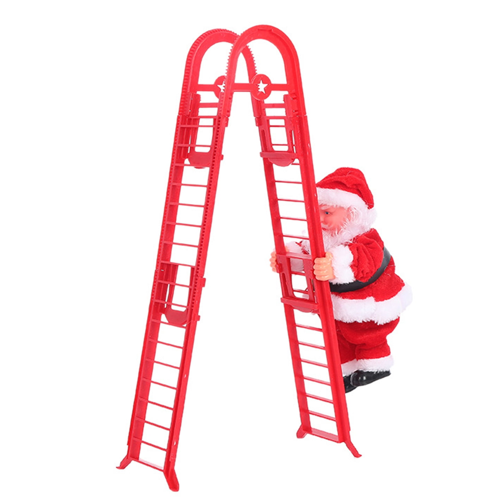 Santa Claus Ladder Flip Battery Powered Electric Climbing Up and Down Double Ladder Climbing Santa Claus Flip Headband Music Christmas Decoration Christmas Ornaments