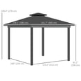 thumbnail image 3 of Outsunny Pavillon à Toit Rigide à Double Toit 10 Pieds x 12 Pieds avec Moustiquaires et Rideaux Gris, 3 of 10