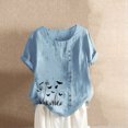 thumbnail image 2 of Pisexur Hauts d'Été pour Femmes T-Shirts Graphiques à Fleurs en Coton Blouse Ample à Imprimé Floral Col Rond Blouse Surdimensionnée Chemises Décontractées à Manches Courtes, 2 of 3
