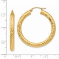 thumbnail image 3 of 14K Yellow Gold Diamond Cut 4mm Round Hoop Earrings, 3 of 3