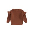 thumbnail image 1 of Gupgi Toddler Girl Sweaters 3M 6M 9M 12M 18M 2Y 3Y Baby Ruffle Long Sleeve Solid Color Knit Pullover Fall Winter Loose Tops, 1 of 8