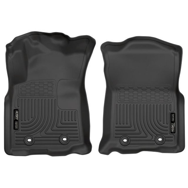 Convient pour Toyota Tacoma 2018-2022 Husky Liner, Doublure de Sol 13971 WeatherBeater; Ajustement Moulé; Nervures Lisses/talon Surélevé; Noir; TPO Thermoplastique Oléfine; 2 Pcs