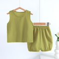 thumbnail image 1 of Gilet pour Garçons, Ensembles de Mode Garçons Décontractés Sans Manches Hauts Col Rond Col Bouton Shorts Imprimés, 1 of 3