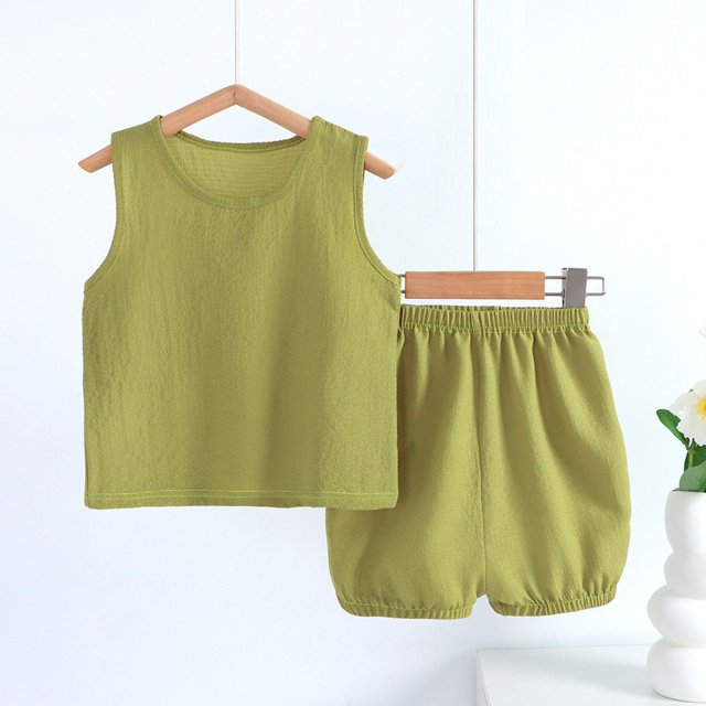 Gilet pour Garçons, Ensembles de Mode Garçons Décontractés Sans Manches Hauts Col Rond Col Bouton Shorts Imprimés