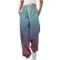 thumbnail image 1 of Erwazi Sweatpants for Women Gradient Printed Drawstring Loose Joggers with Pockets Fall Winter Comfy Workout Gym Running Pants, 1 of 3