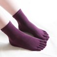 thumbnail image 4 of relayinert Soft Five Toe Socks Stretchable Cotton High Crew Socks Athletic Solid Socks Purple 1Set, 4 of 6