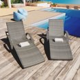 thumbnail image 2 of MODERNLUXE 80" Wicker Outdoor Chaise Lounge Chair Set of 2, Patio Rattan Reclining Chair with 4-Position Adjustable Back & Pull-out Side Table,Pool Lounge Chairs for Garden Beach Patio Poolside & Deck, 2 of 10