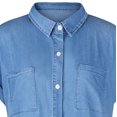 thumbnail image 5 of CEHVOM Robe pour Femme Mode Manches Courtes Ajustée Couleur Unie Robe MIDI en Denim, 5 of 5