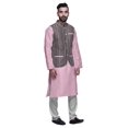 thumbnail image 2 of Atasi Kurta Pyjama Traditionnel Uni à Col Mandarin avec Ensemble de Veste Imprimée, 2 of 3