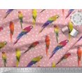 thumbnail image 2 of Soimoi Pink Moss Georgette Fabric Macaw Parrot Bird Decor Fabric Printed Yard 44 Inch Wide, 2 of 3