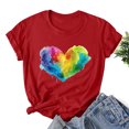 thumbnail image 2 of RKSTN Hauts pour Femmes LGBT Décontractés Coupe Ample Hauts Inspirants Égalité Été Mignon Cœur d'Amour Imprimé Manches Courtes Col Rond Pride Shirt, 2 of 3