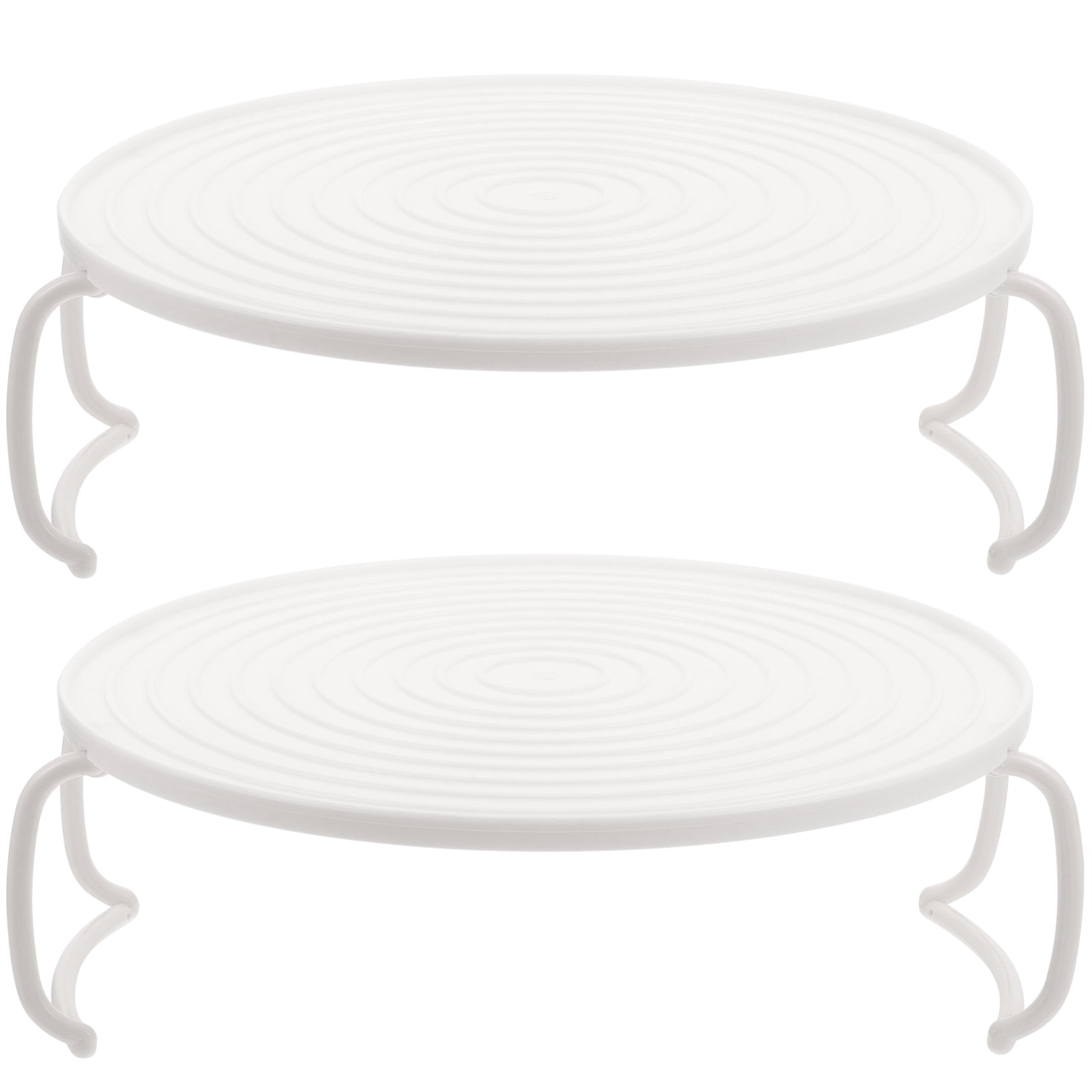 Microwave Oven Tray with Layered Storage Rack for Home Use White ABS 2pcs