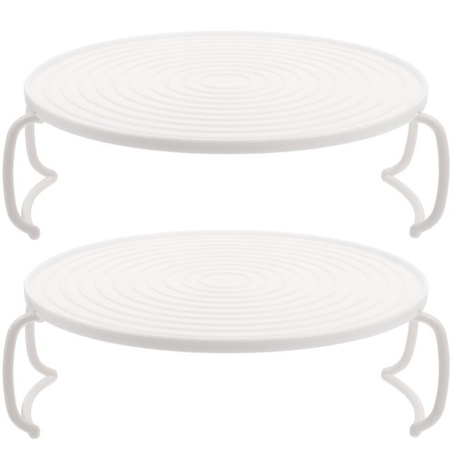Plateau de Four à Micro-Ondes avec Support de Rangement en Couches pour Usage Domestique Blanc ABS 2 Pcs