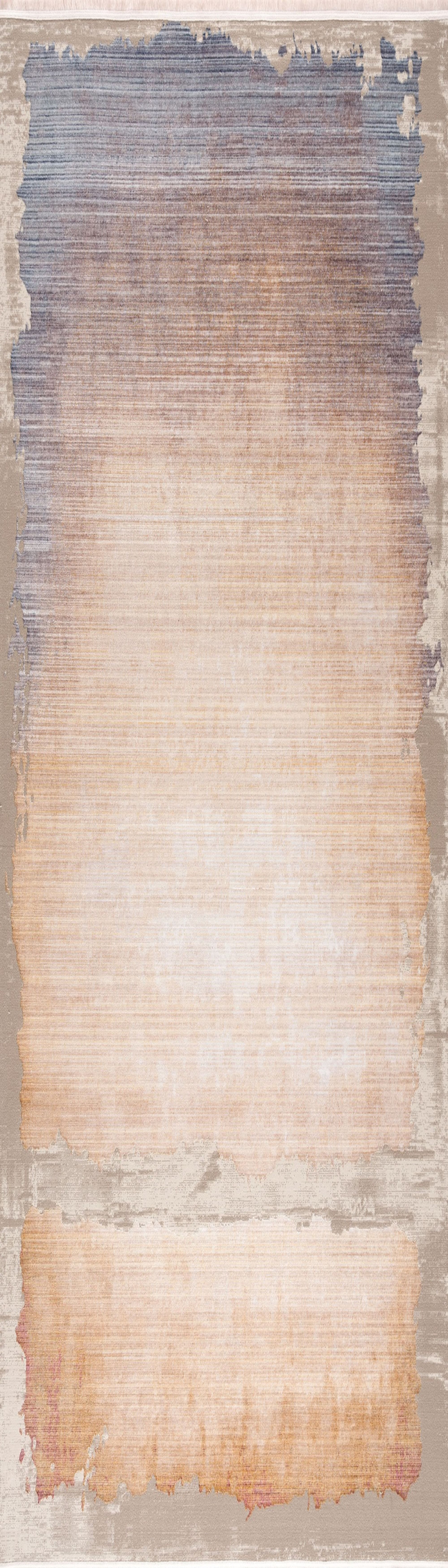 Tapis Branch Amalfi 2' x 14' (Taille exacte : 2'3" x 14') Tapis d'intérieur abstrait, beige bleu, lever de soleil - Entrée, couloir, salle de bain et cuisine