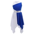 thumbnail image 3 of Yartina Robe de Danse Asymétrique pour Filles, Tunique de Prière Lituricale, Bleu&Blanc 12, 3 of 6