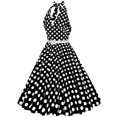 thumbnail image 4 of Birdeem Robe de Soirée pour Femmes, Confortable, d'Été, à Manches Courtes, Dos Nu, Col en V, Vintage, Coupe Régulière, à Pois, 4 of 9