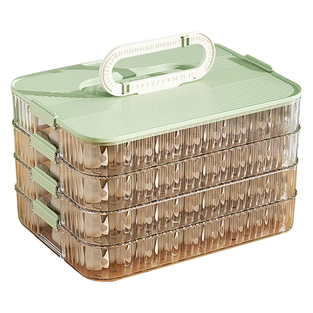 Hearth & Gear Cookie Container 4 Freezer Food Storage Containers With Lids Transparent Stackable Dumpling Sealing For Kitchen And Fridge Baking Containers Storage Set Small Lunch Containers Home Edit