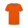 thumbnail image 2 of Ocealan Lot de 2 T-Shirts à Col Rond à Manches Courtes pour Garçons et Filles, Couleur Unie, Été, Décontracté, Coton, Hauts Tee 2-12 Ans Orange 7-8, 2 of 6