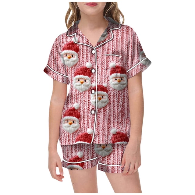 WEAIXIMIUNG Pajamas For Children Shirt And Pant Matching Set Sleepwear Set With Pockets For Christmas 2-3 Years