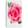 thumbnail image 2 of Big Pink Rose Flower with Leaves - Large Floral Canvas Artwork, 2 of 3