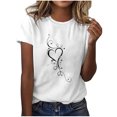 thumbnail image 1 of EGNMCR T Shirts pour Femmes T-shirt Casual Imprimé Col Rond Manches Courtes Pull Blouse Tops, 1 of 5