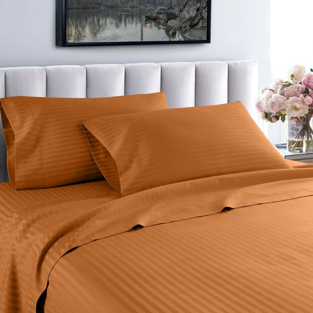 EIGTHTAIL Fresh Linen Collection 600 Thread Count Hotel Striped 100% Egyptian Quality Cotton Deep Pocket Sheet Set (King Gray)