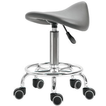 HOMCOM Saddle Stool Rolling Salon Chair for Massage Spa Clinic Beauty Grey