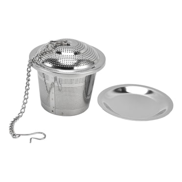 Tea Strainer Barrel Shaped Stainless Steel Loose Tea Steeper Tea Infuser with Saucer for Loose Leaf Tea Coffee