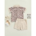 thumbnail image 4 of Kmbangi Floral Print Turn-Down Collar Short Sleeve Shirt+ Solid Color Shorts, 4 of 9