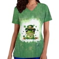 thumbnail image 2 of Mceream Nurse St Patricks Day Shirt for Womens Breathable Plus Size Nurse Working Uniform Shamrocks Print Scrub Tops V Neck Short Sleeve Fun Nursing Uniforms Green XXXXXL, 2 of 6