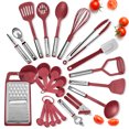 thumbnail image 2 of JoyTable Kitchen Brown Utensil Set 24 Nylon Stainless Steel Utensil Set & Brown 15 Piece Bakeware Set, 2 of 6