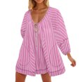 thumbnail image 1 of LOVZFMLL Combinaison de Sport Respirante et Confortable pour Femmes Été Rayé Shorts Rose TTG, 1 of 3