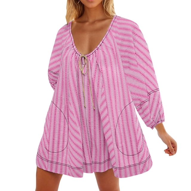 LOVZFMLL Combinaison de Sport Respirante et Confortable pour Femmes Été Rayé Shorts Rose TTG