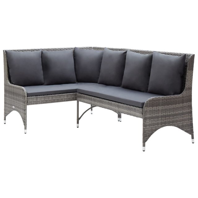 vidaXL Garden Corner Sofas 2 pcs Poly Rattan Grey