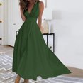 thumbnail image 5 of AherBiu Formal Dresses for Women Sleeveless Deep V Neck Ruched Flowy Evening Party Cocktail Maxi Dress, 5 of 5
