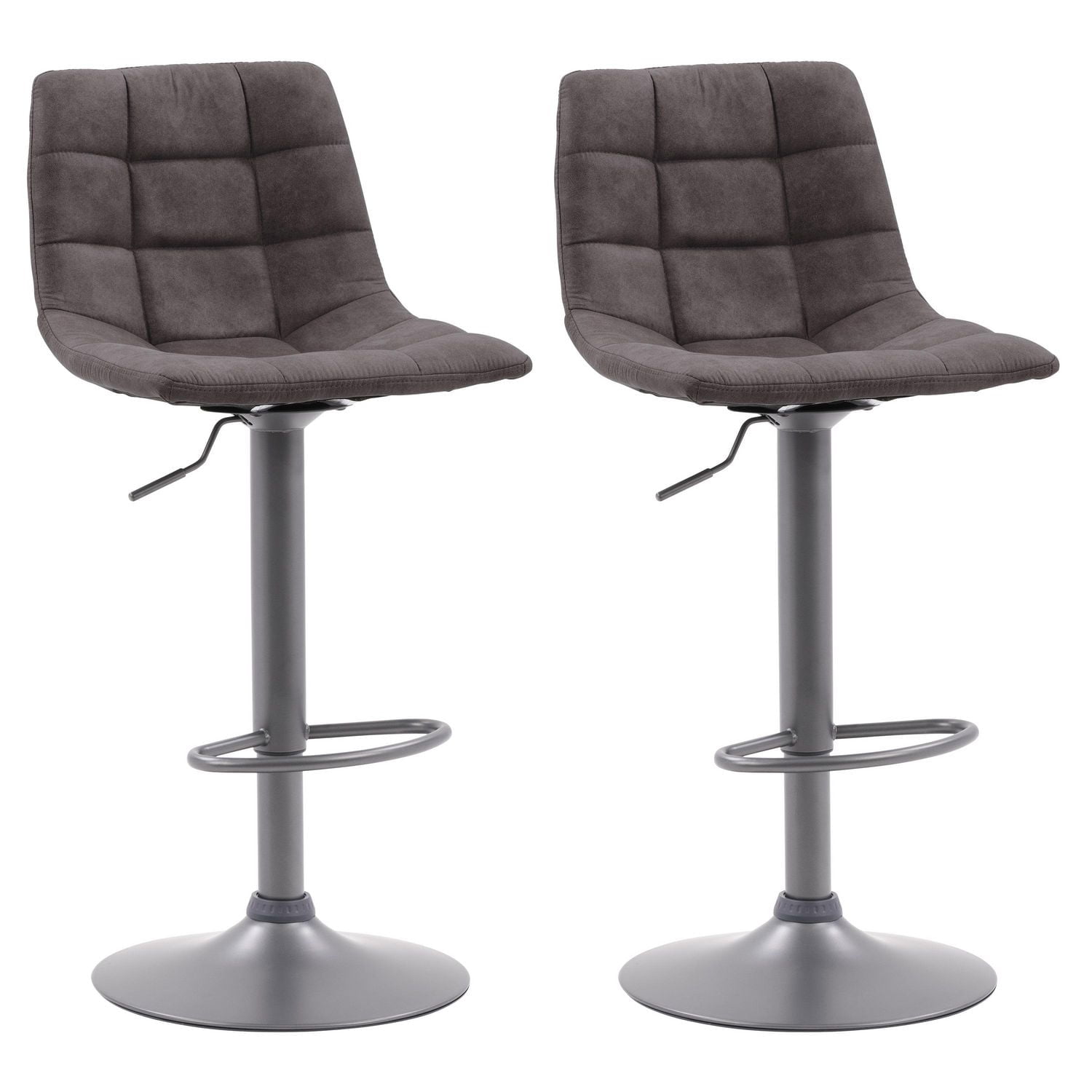 CorLiving Palmer Square Tufted Curved Adjustable Height Indoor Barstools, Distressed Grey (Set of 2)