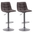 thumbnail image 1 of CorLiving Palmer Square Tufted Curved Adjustable Height Indoor Barstools, Distressed Grey (Set of 2), 1 of 9