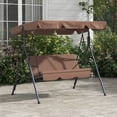 thumbnail image 2 of Outsunny 3-Seat Patio Swing Chair with Adjustable Canopy Brown, 2 of 10