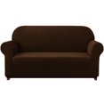 thumbnail image 1 of 2024 Solid Print Polyester Loveseat Slipcover  Chocolate, 1 of 6