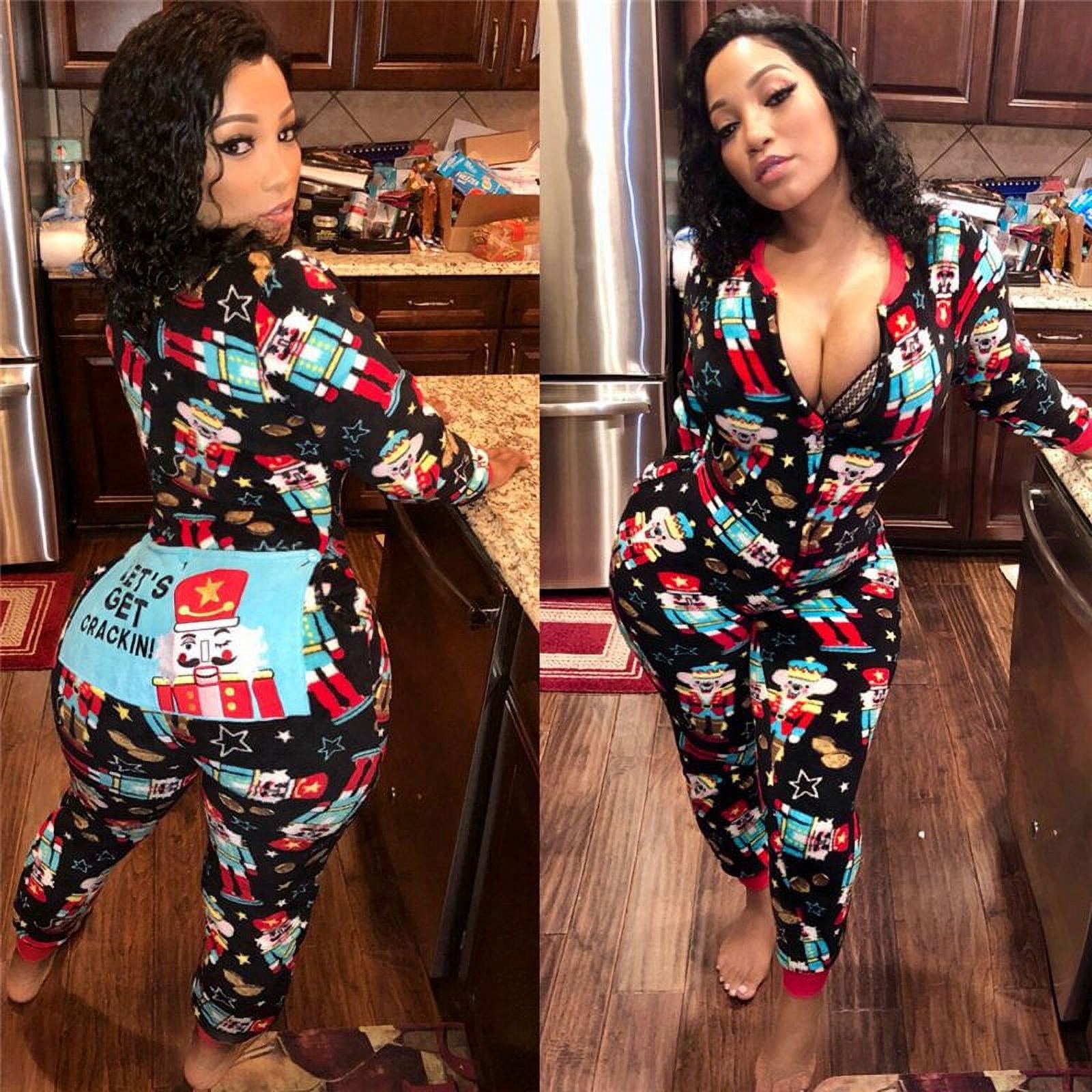 Women Christmas Pajamas Sleepwear Pyjamas Nightwear Romper Jumpsuit