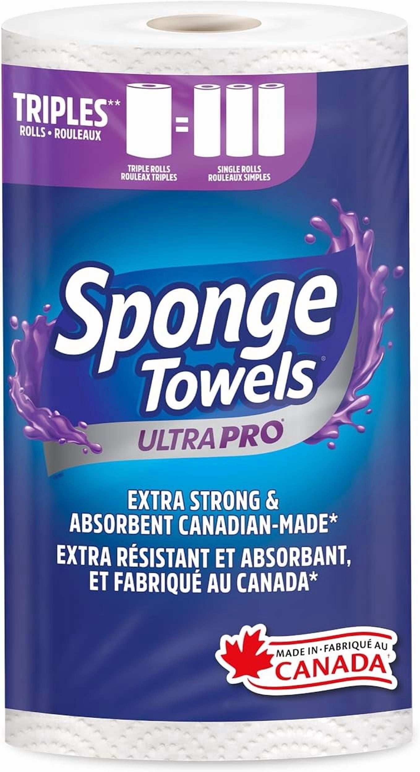 SpongeTowels UltraPRO Ultra Strong & Absorbent Paper Towel, Choose-A-Size Sheets, 1 = 3 Regular Rolls