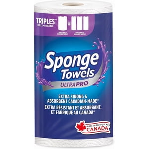SpongeTowels UltraPRO Ultra Strong & Absorbent Paper Towel, Choose-A-Size Sheets, 1 = 3 Regular Rolls