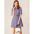 thumbnail image 2 of INSPIRE CHIC Women's Casual Short Sleeve Solid Color Button Down Shirt Dress, 2 of 6